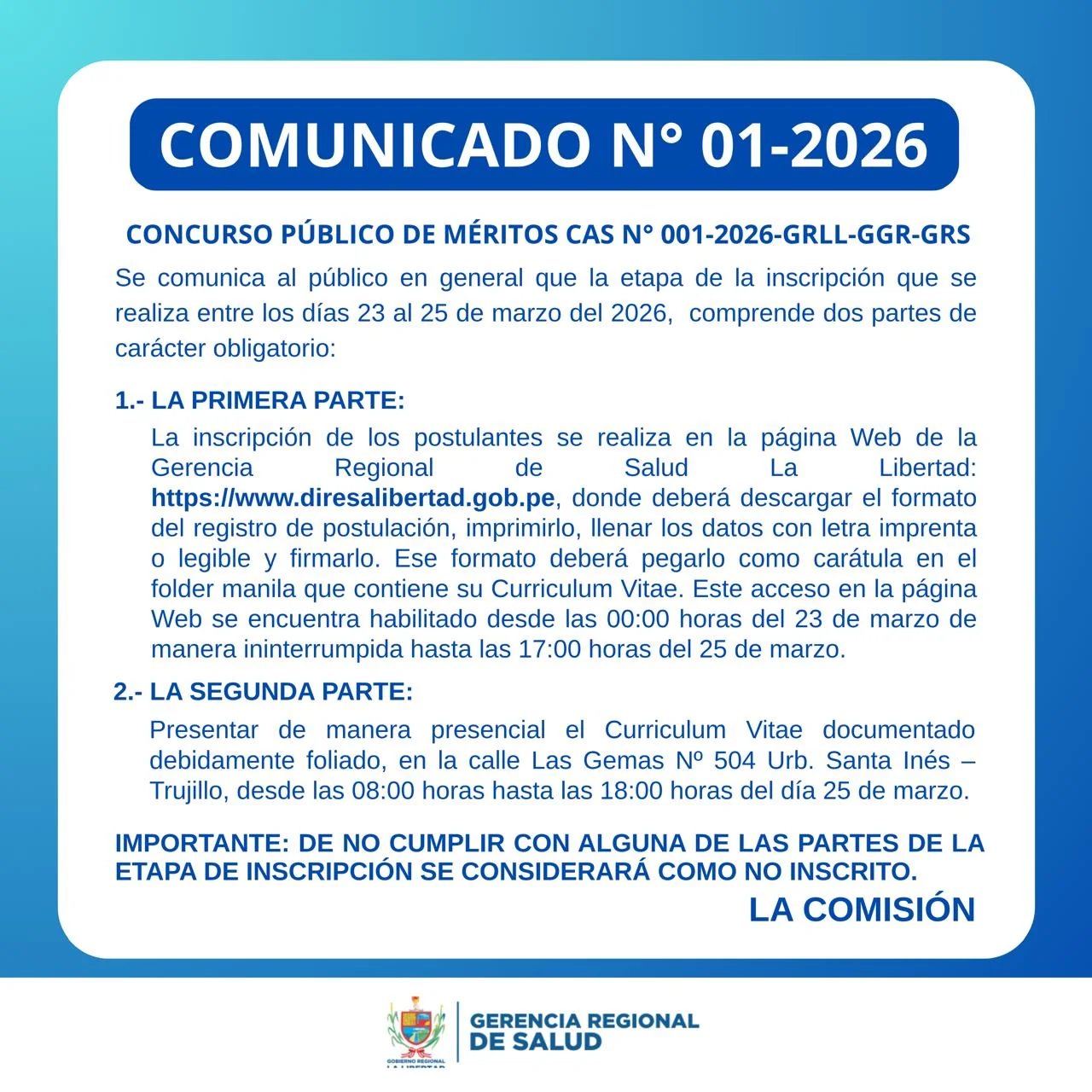 Comunicado 01 2026